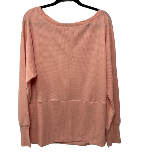 NWT SIMPLE by Suzanne Betro Back Slit Bottom Band Tunic Top Peach Salmon Women L - Picture 1 of 9